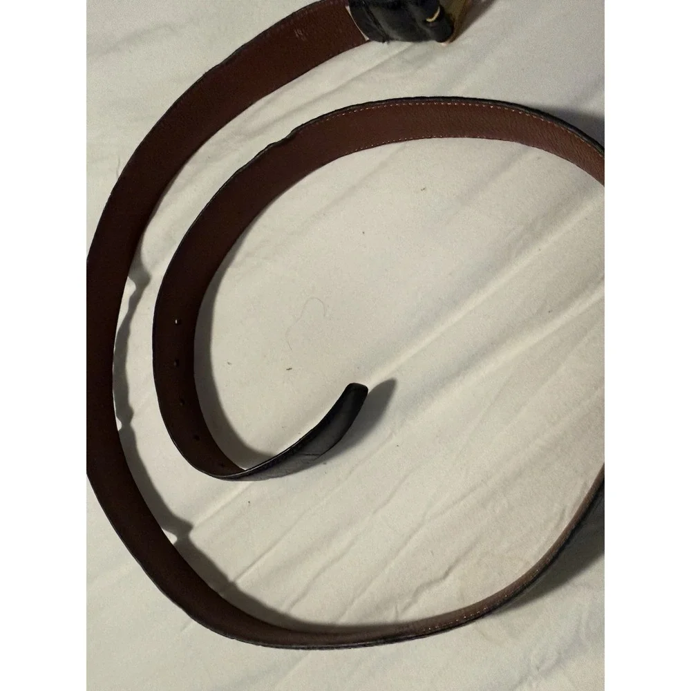 Belt JOS. A. BANK Dark brown Croc Genuine Italian Leather Gold Buckle sz 46